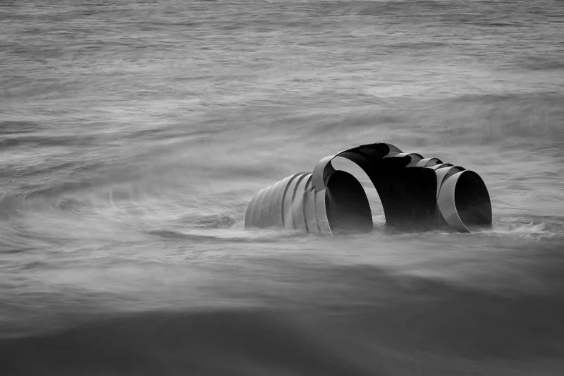 Sea sculpture,  shifting light and waves